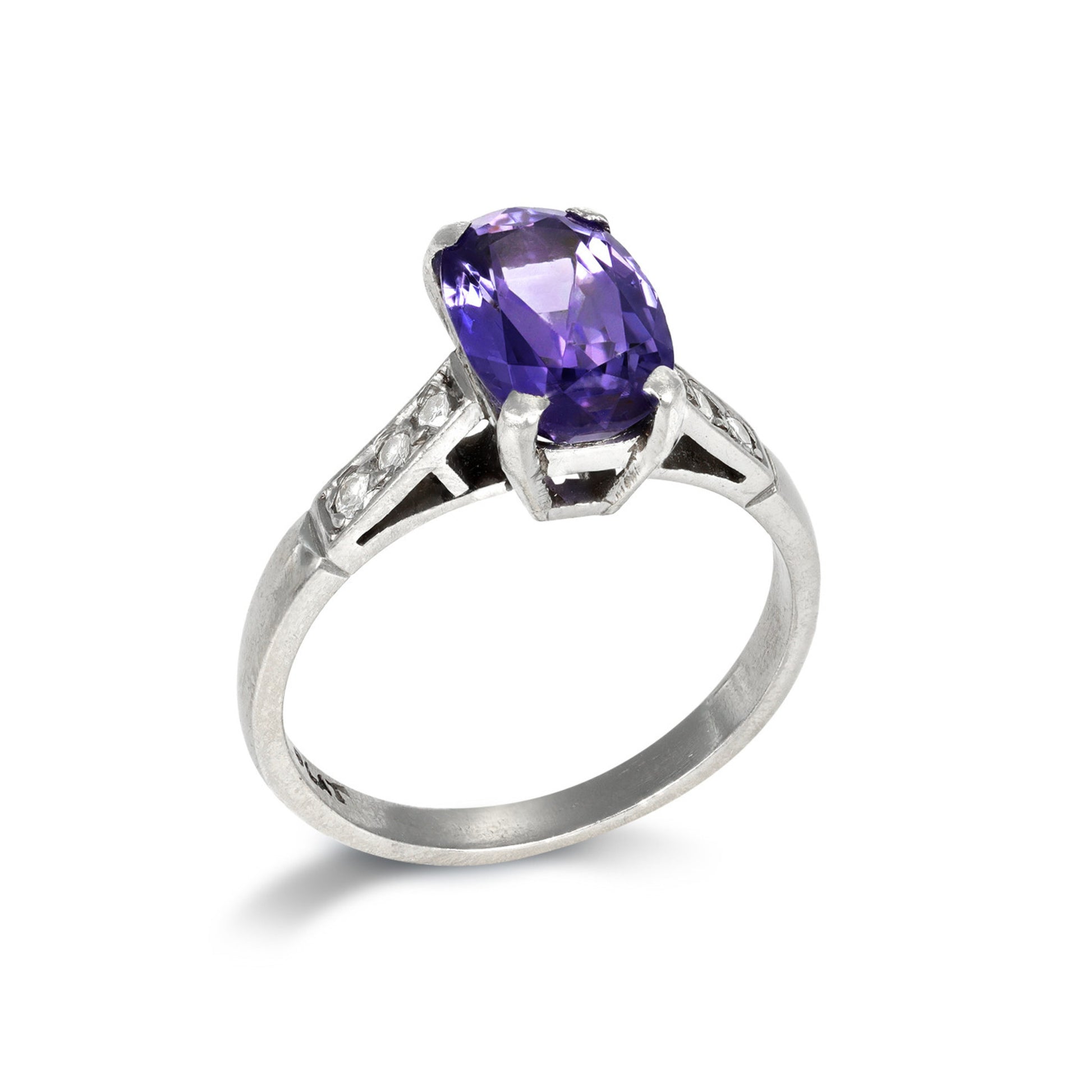 Art Deco Platinum Sapphire & Diamond Ring profile