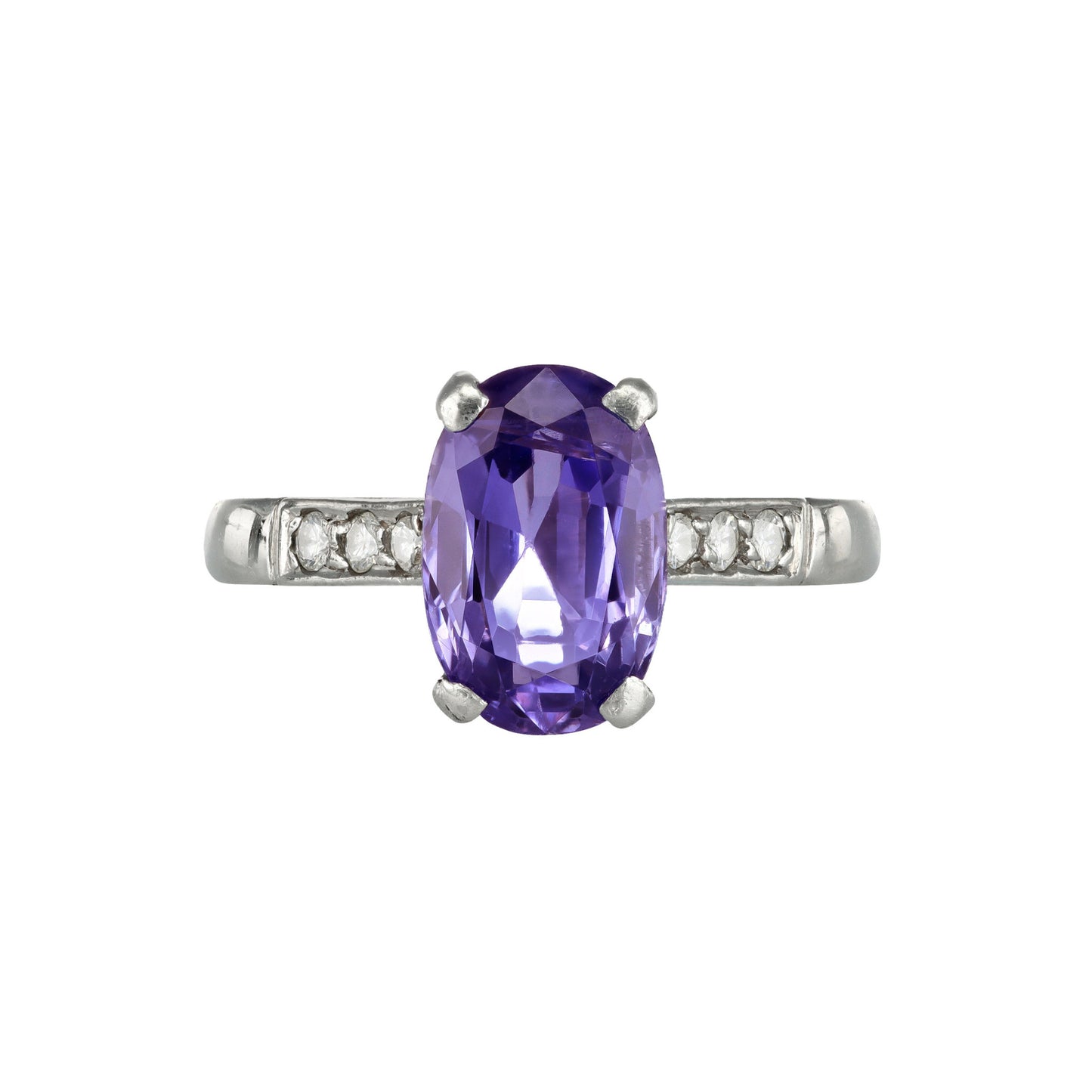 Art Deco Platinum Sapphire & Diamond Ring front