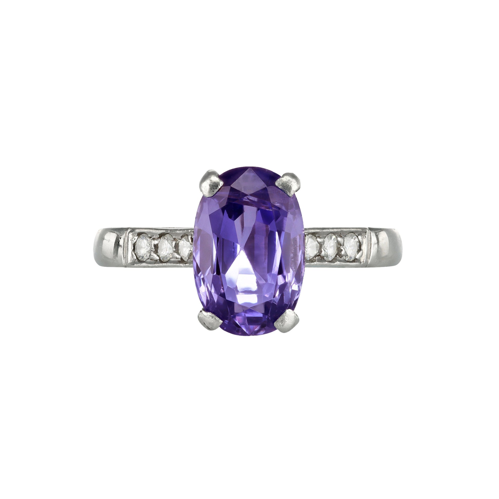 Art Deco Platinum Sapphire & Diamond Ring front