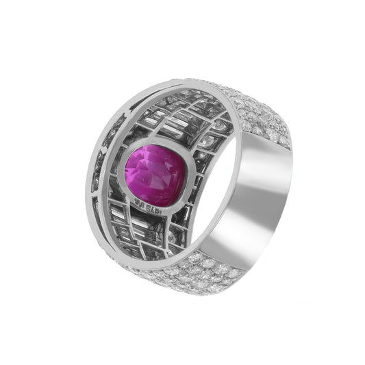 Bulgari 1940s Platinum Ruby & Diamond Trombino Ring back