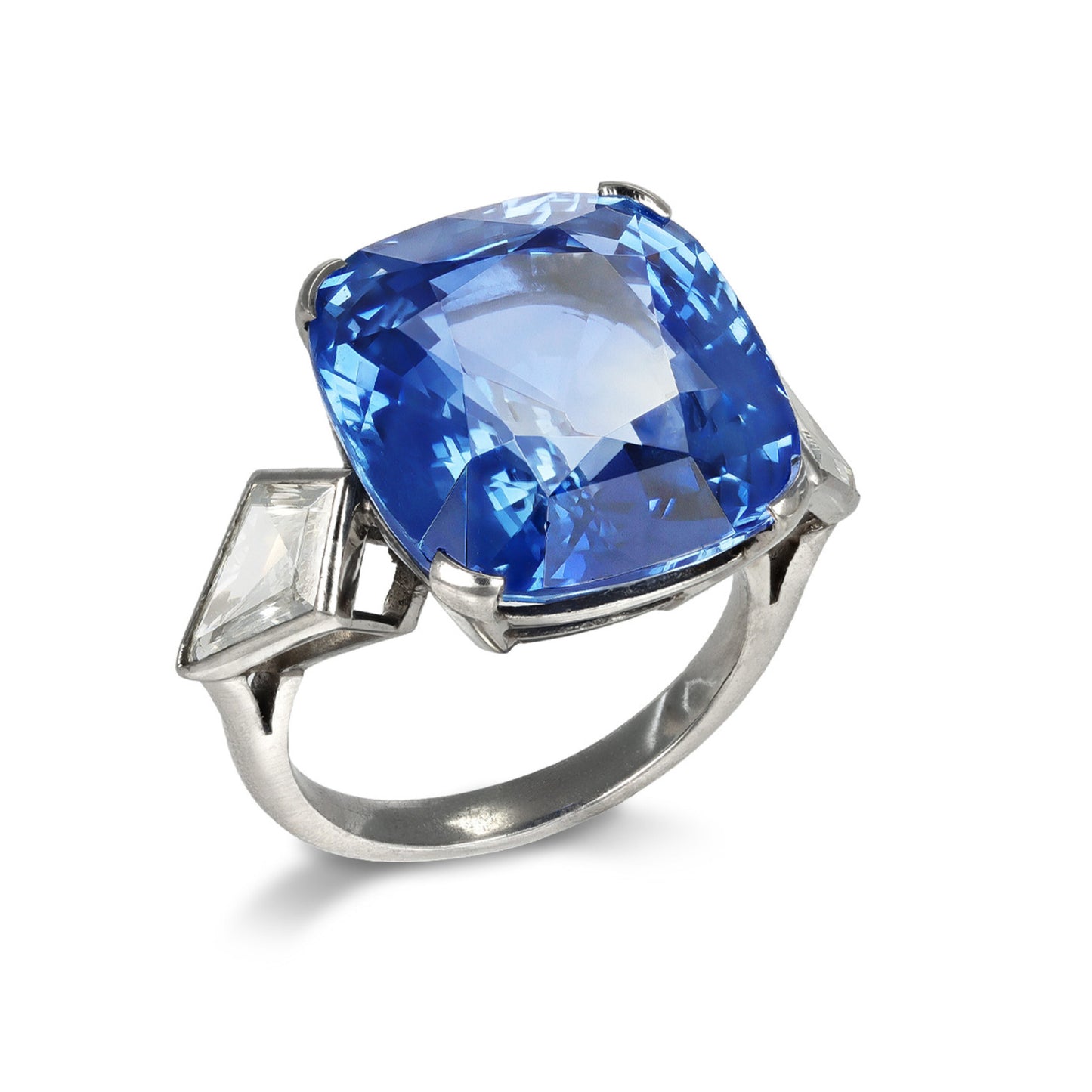 1950s Platinum Sapphire & Diamond Ring front