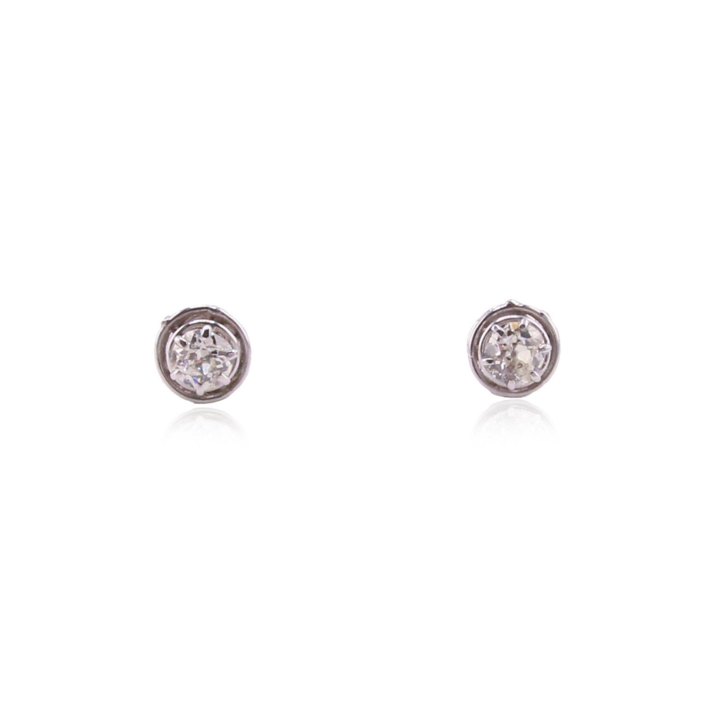 1950s Platinum Diamond Stud Earrings front
