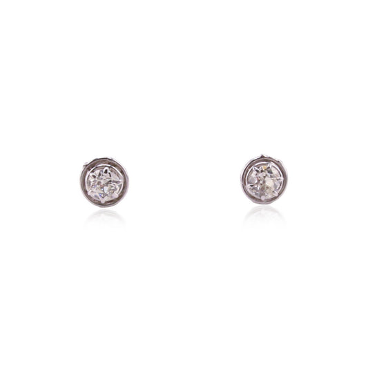 1950s Platinum Diamond Stud Earrings front