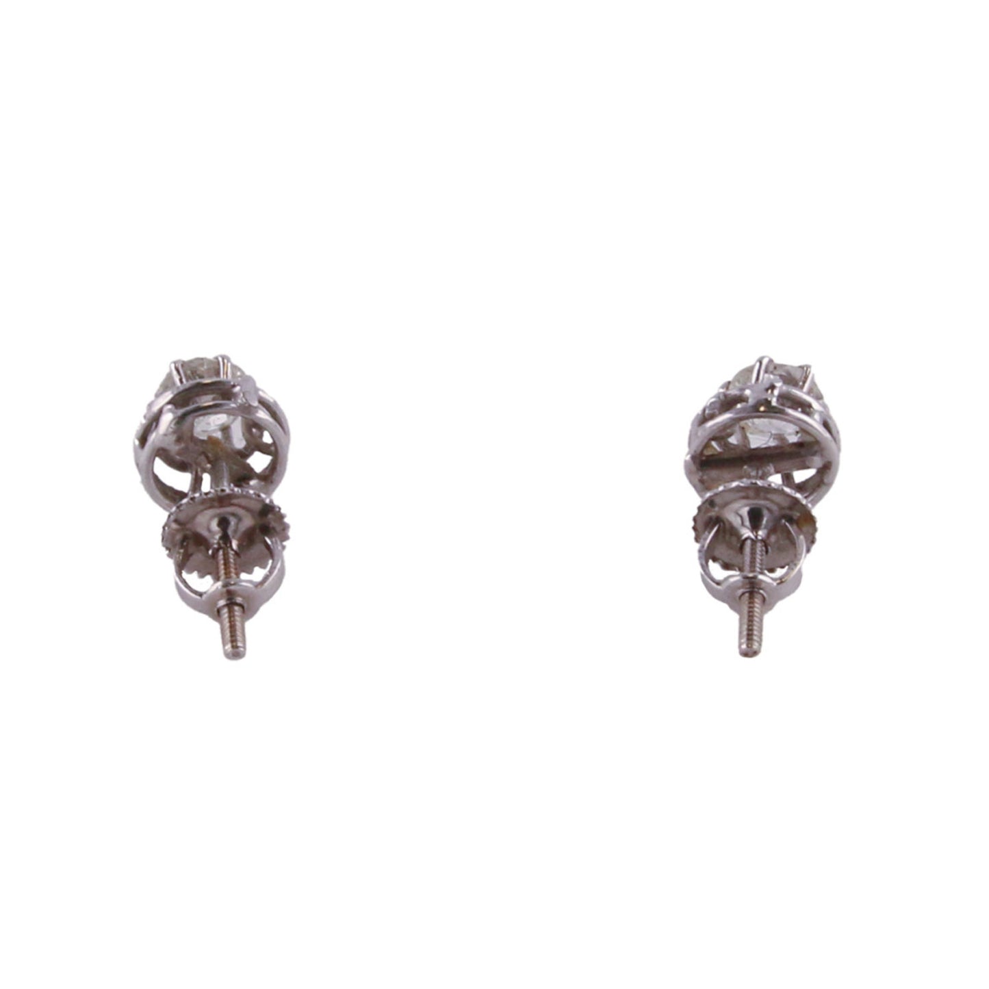 1950s Platinum Diamond Stud Earrings back