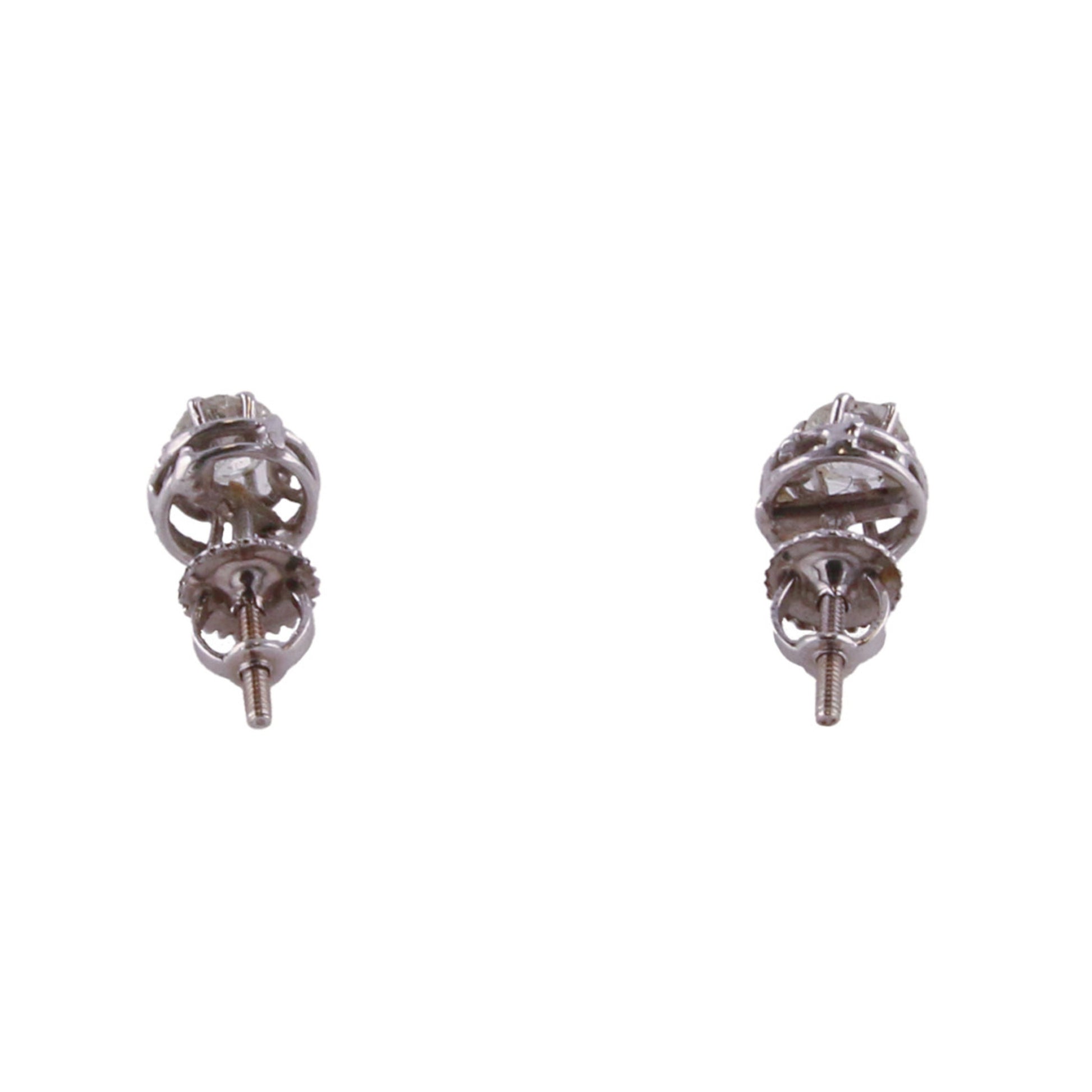 1950s Platinum Diamond Stud Earrings back