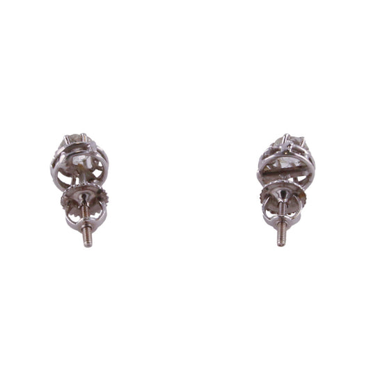 1950s Platinum Diamond Stud Earrings back