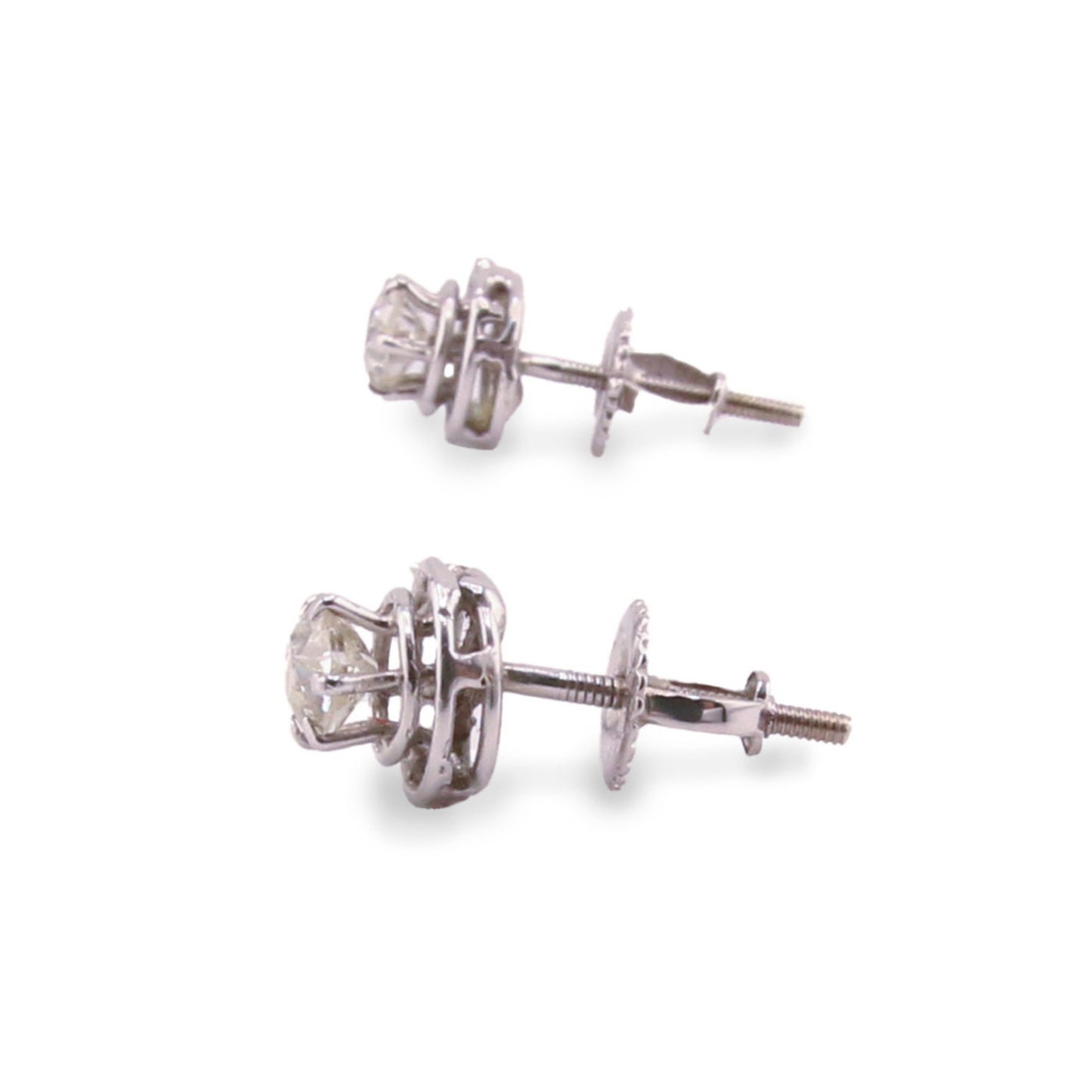 1950s Platinum Diamond Stud Earrings side