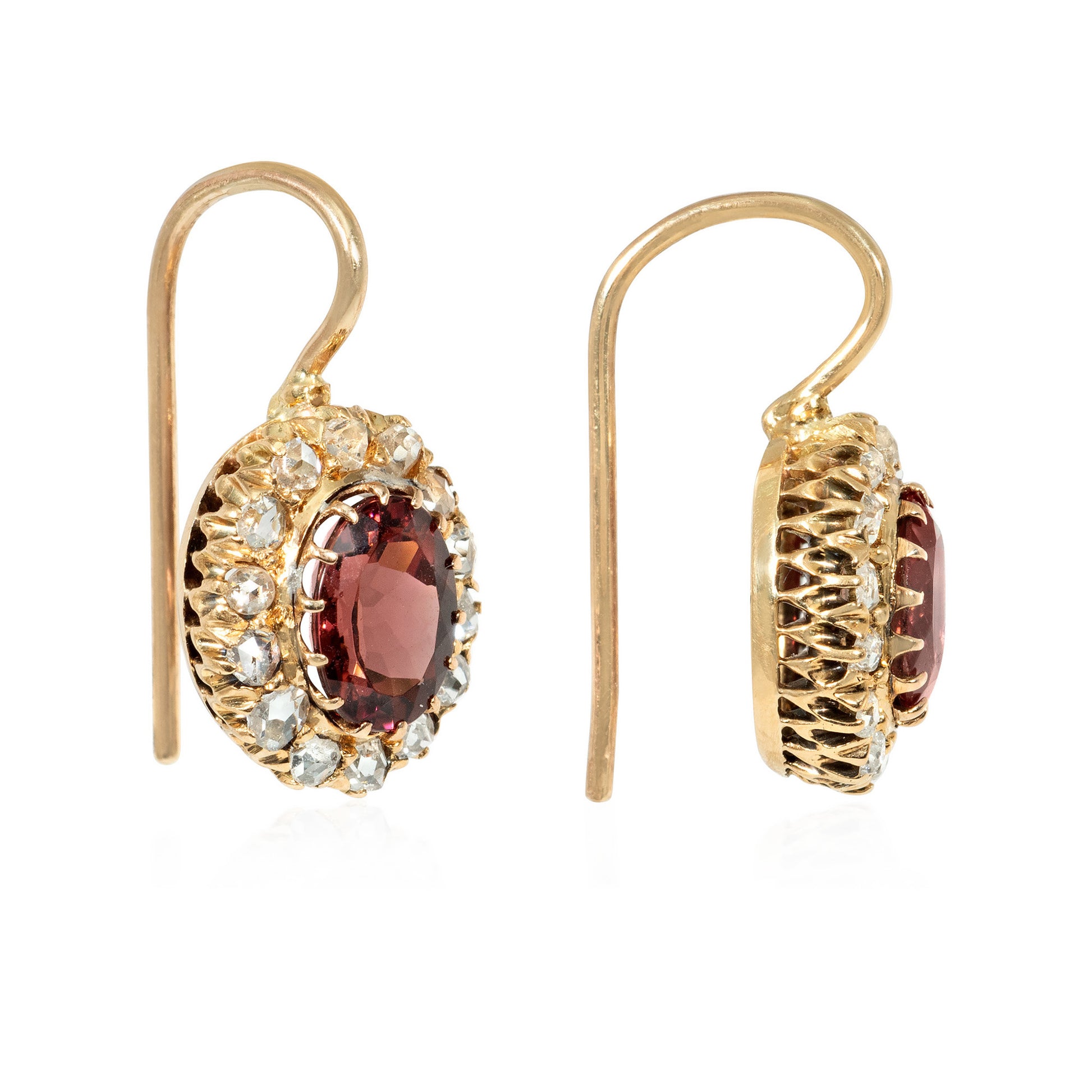 Victorian 14KT Yellow Gold & Diamond Earrings side