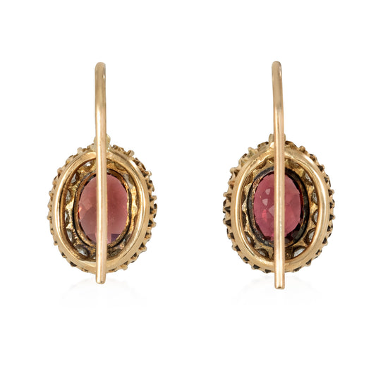 Victorian 14KT Yellow Gold & Diamond Earrings back