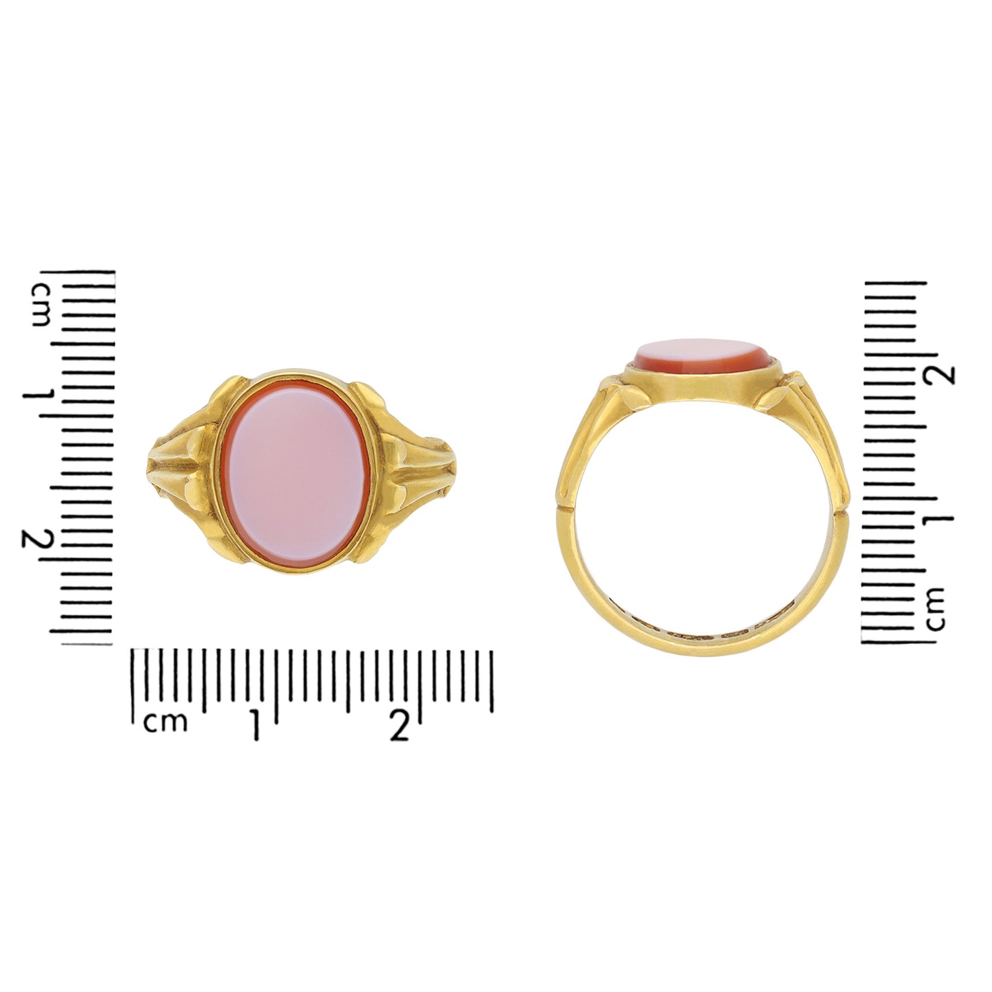 Henry Griffith & Sons English Victorian 18KT Yellow Gold Sardonyx Signet Ring measurements
