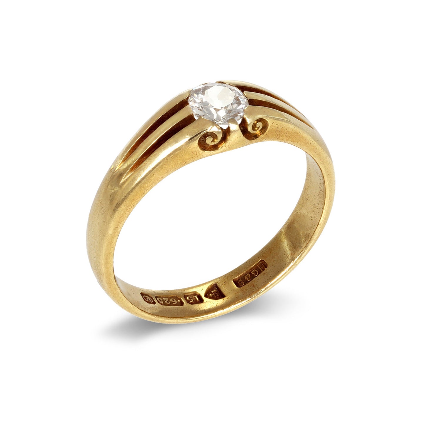 Henry Griffith & Sons English Edwardian 15KT Yellow Gold Diamond Ring profile
