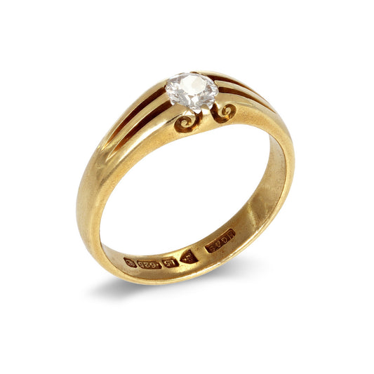 Henry Griffith & Sons English Edwardian 15KT Yellow Gold Diamond Ring profile