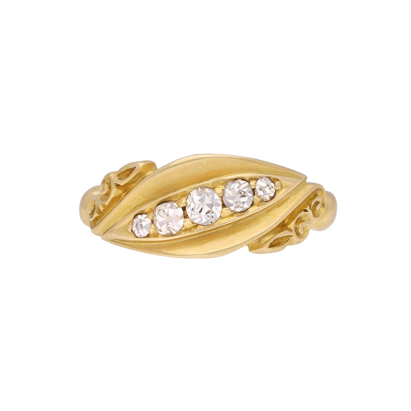 English Edwardian 18KT Yellow Gold Diamond Ring front