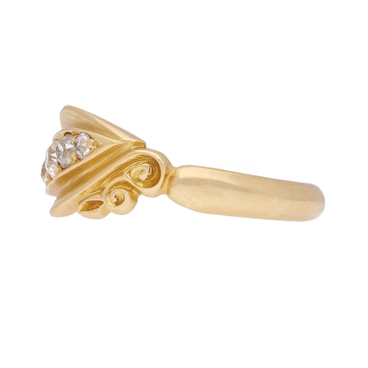 English Edwardian 18KT Yellow Gold Diamond Ring side