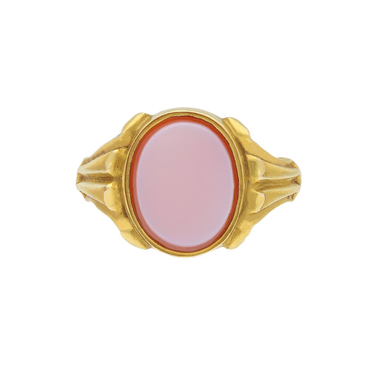 Henry Griffith & Sons English Victorian 18KT Yellow Gold Sardonyx Signet Ring front