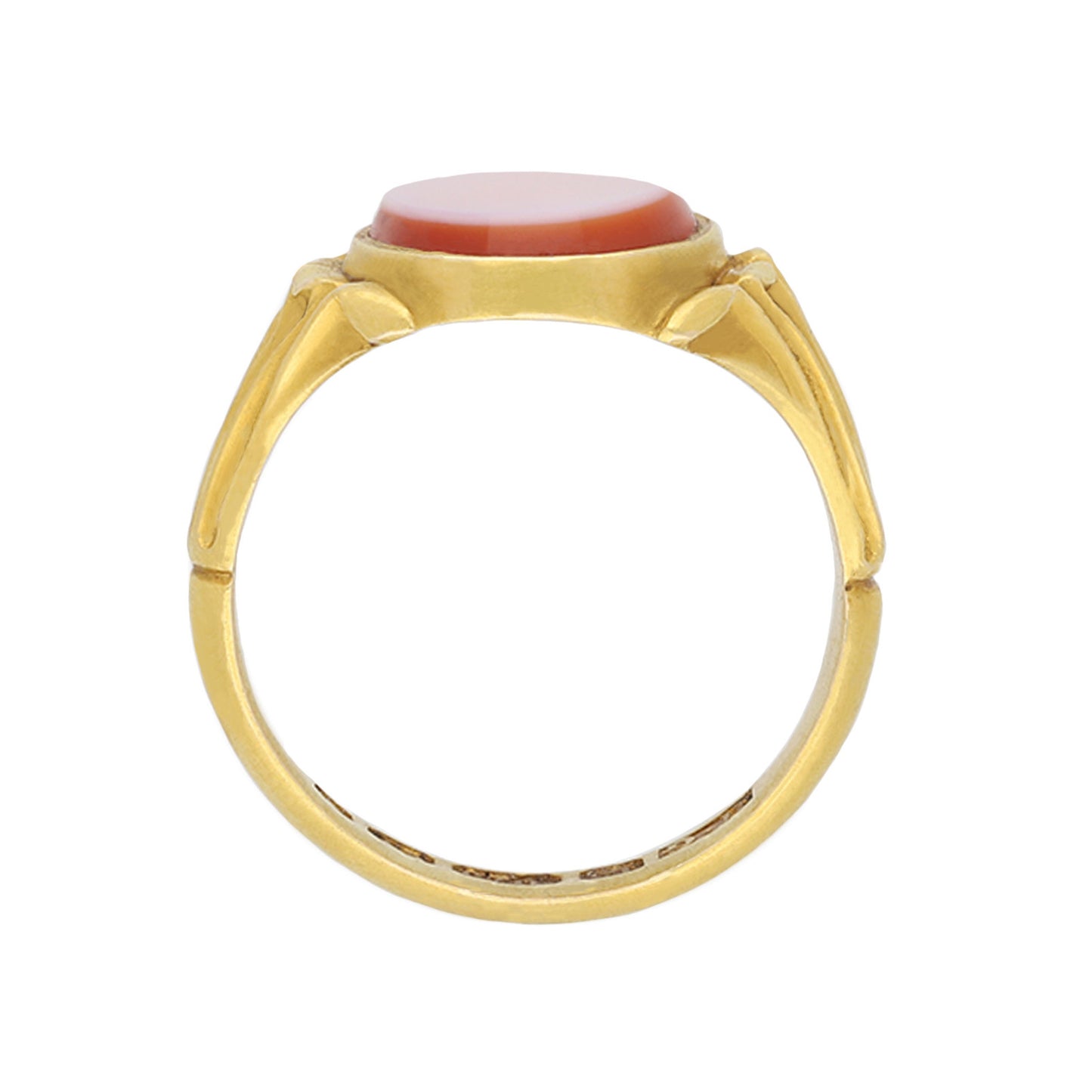 Henry Griffith & Sons English Victorian 18KT Yellow Gold Sardonyx Signet Ring profile