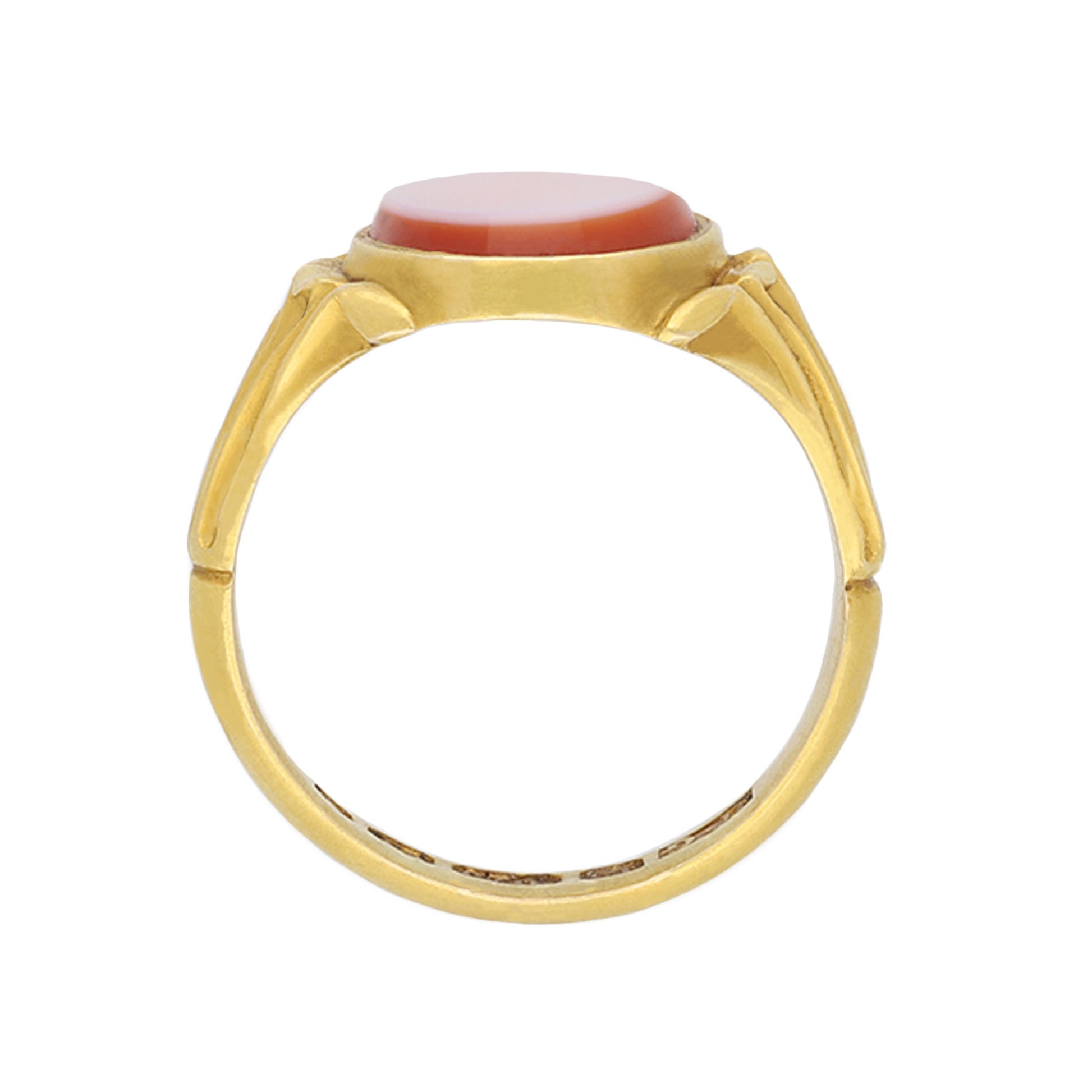 Henry Griffith & Sons English Victorian 18KT Yellow Gold Sardonyx Signet Ring profile