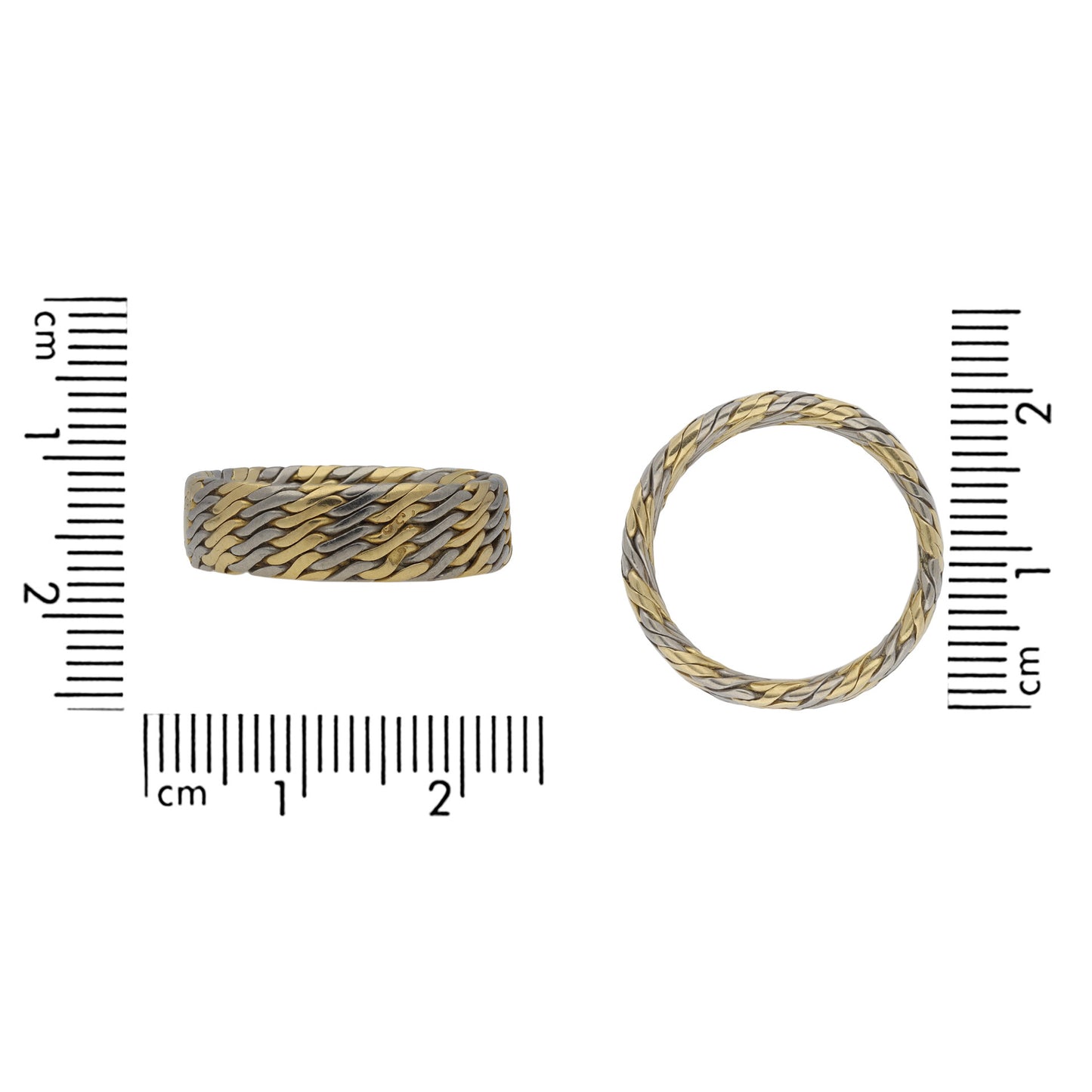 French 1970s 18KT White & Yellow Gold Ring measurements