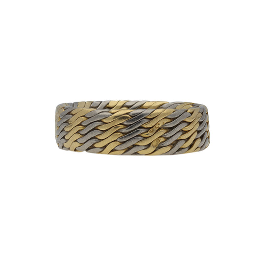 French 1970s 18KT White & Yellow Gold Ring front