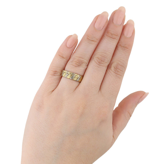 French 1970s 18KT White & Yellow Gold Ring on finger