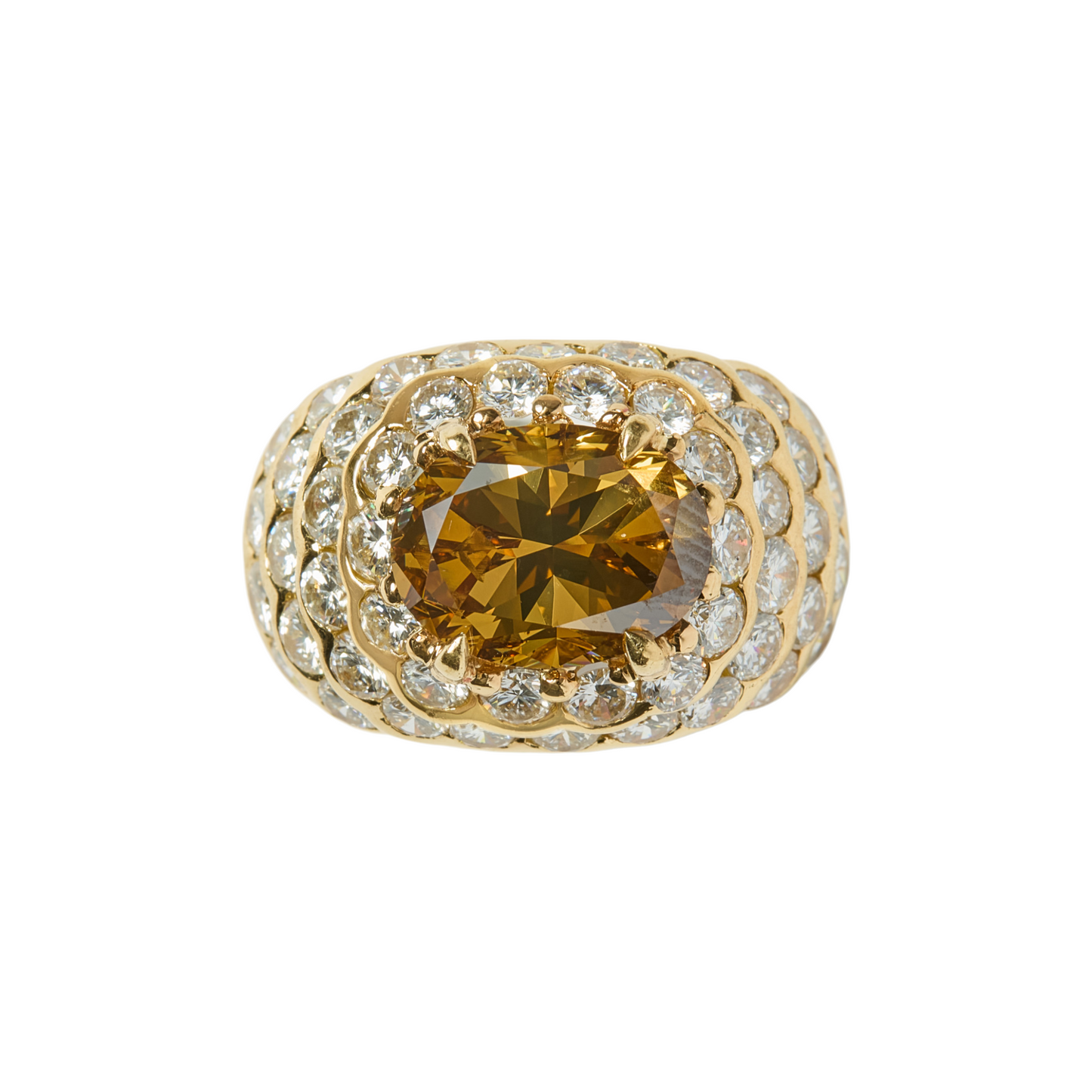 French Post-1980s 18KT Yellow Gold Diamond Ring front