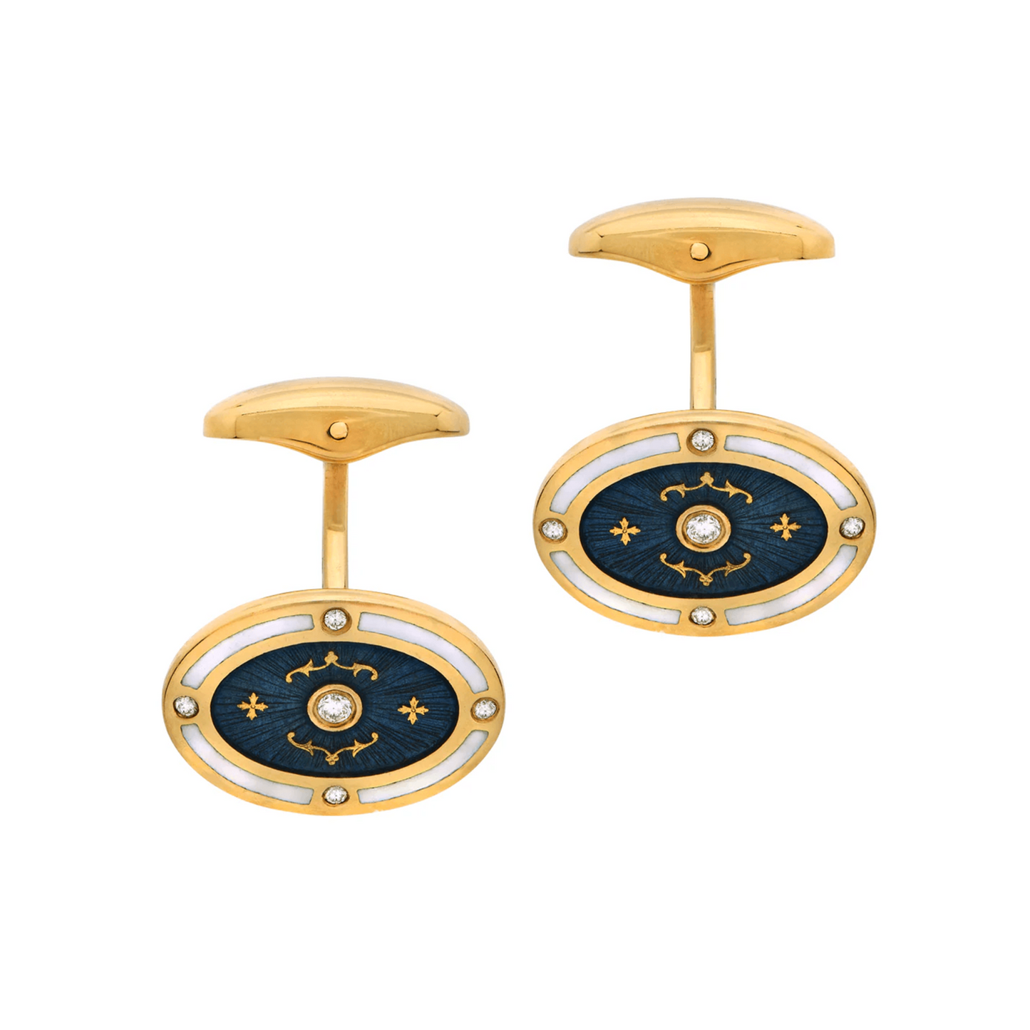 Faberge Post-1980s 22KT Yellow Gold Diamond Cufflinks front