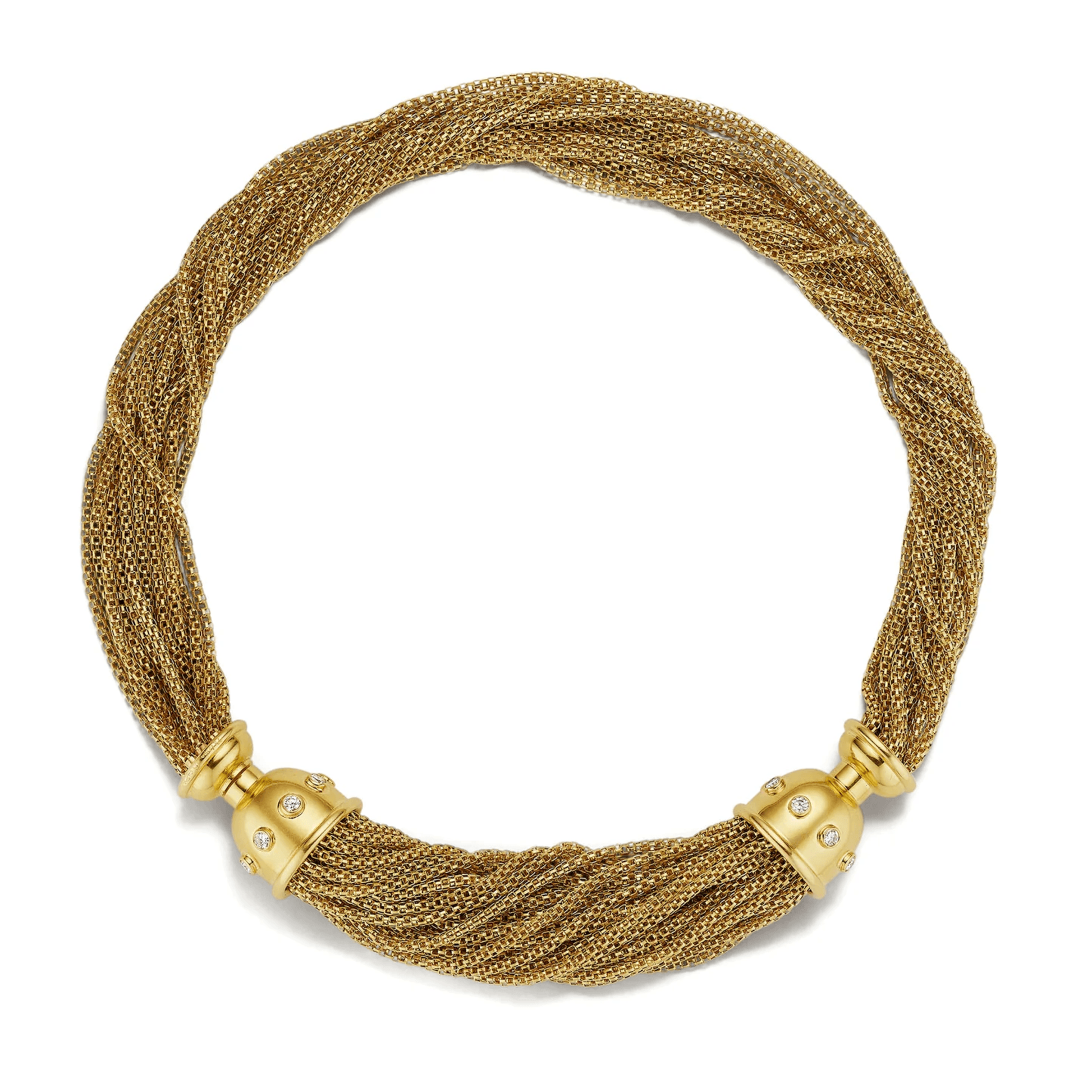 Tiffany & Co. 1980s Platinum & 18KT Yellow Gold Diamond Necklace front