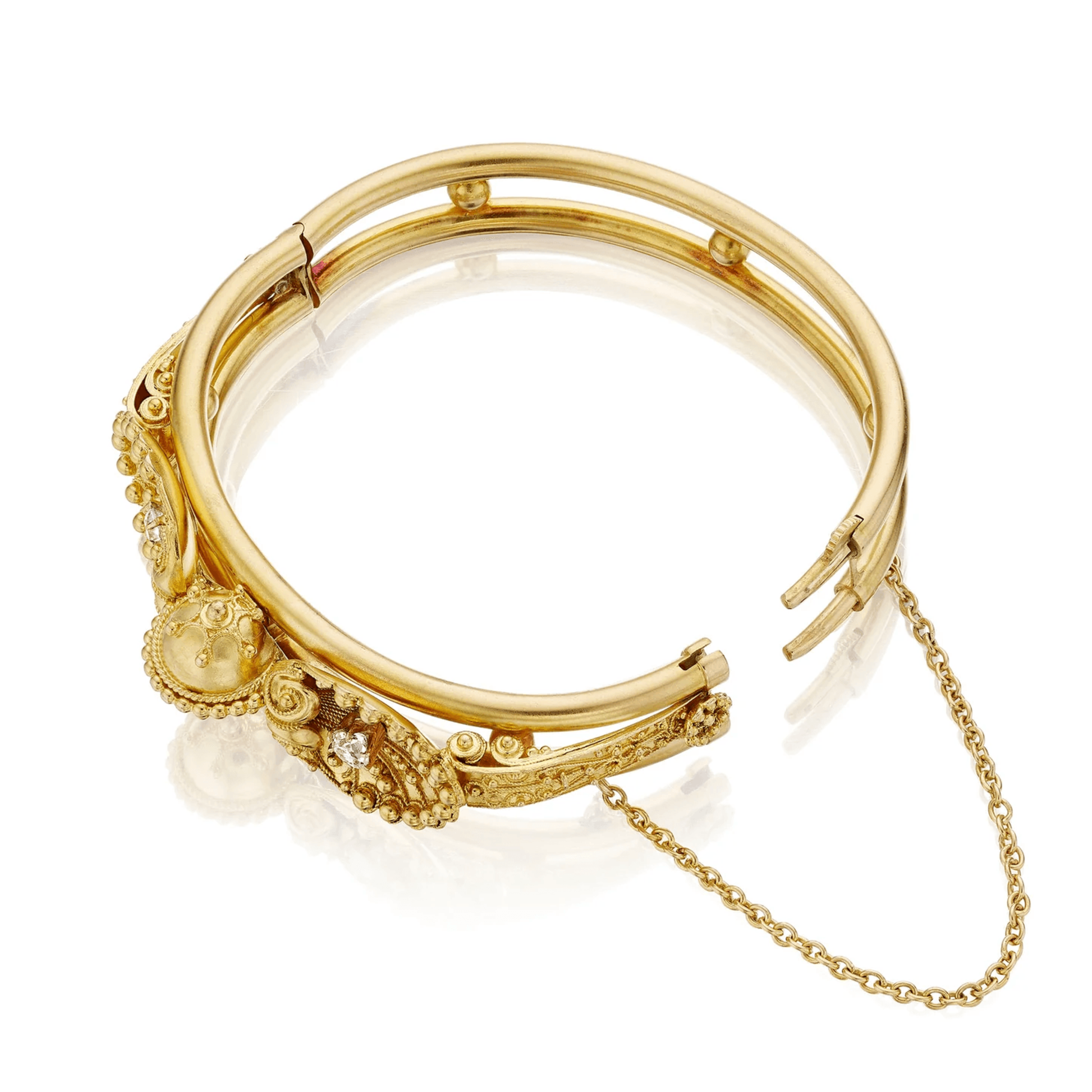 Victorian 18KT Yellow Gold Diamond Bracelet top