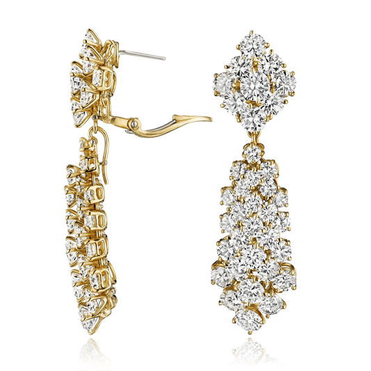 Van Cleef & Arpels N.Y. 1980s 18KT Yellow Gold Diamond À Cheval Earrings front
