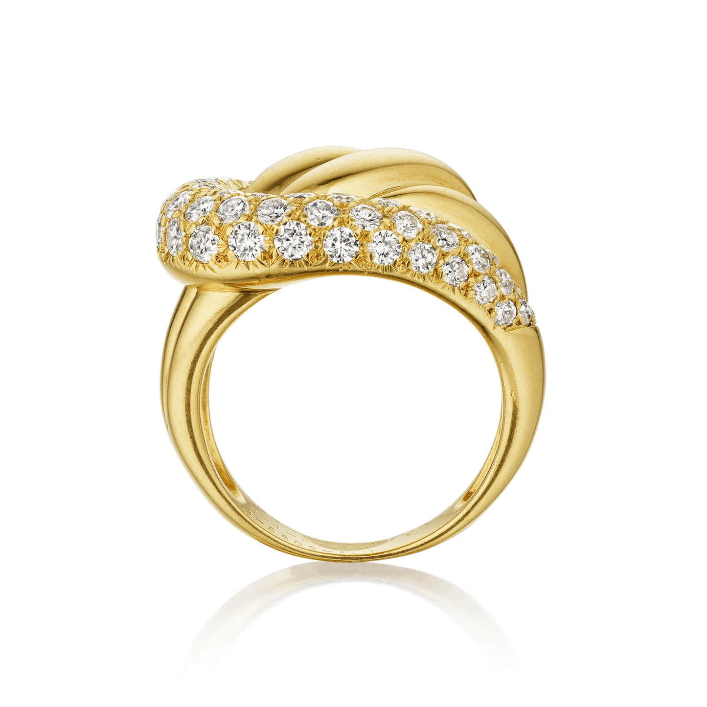 Van Cleef & Arpels Paris 1970s 18KT Yellow Gold Diamond Knot Ring profile