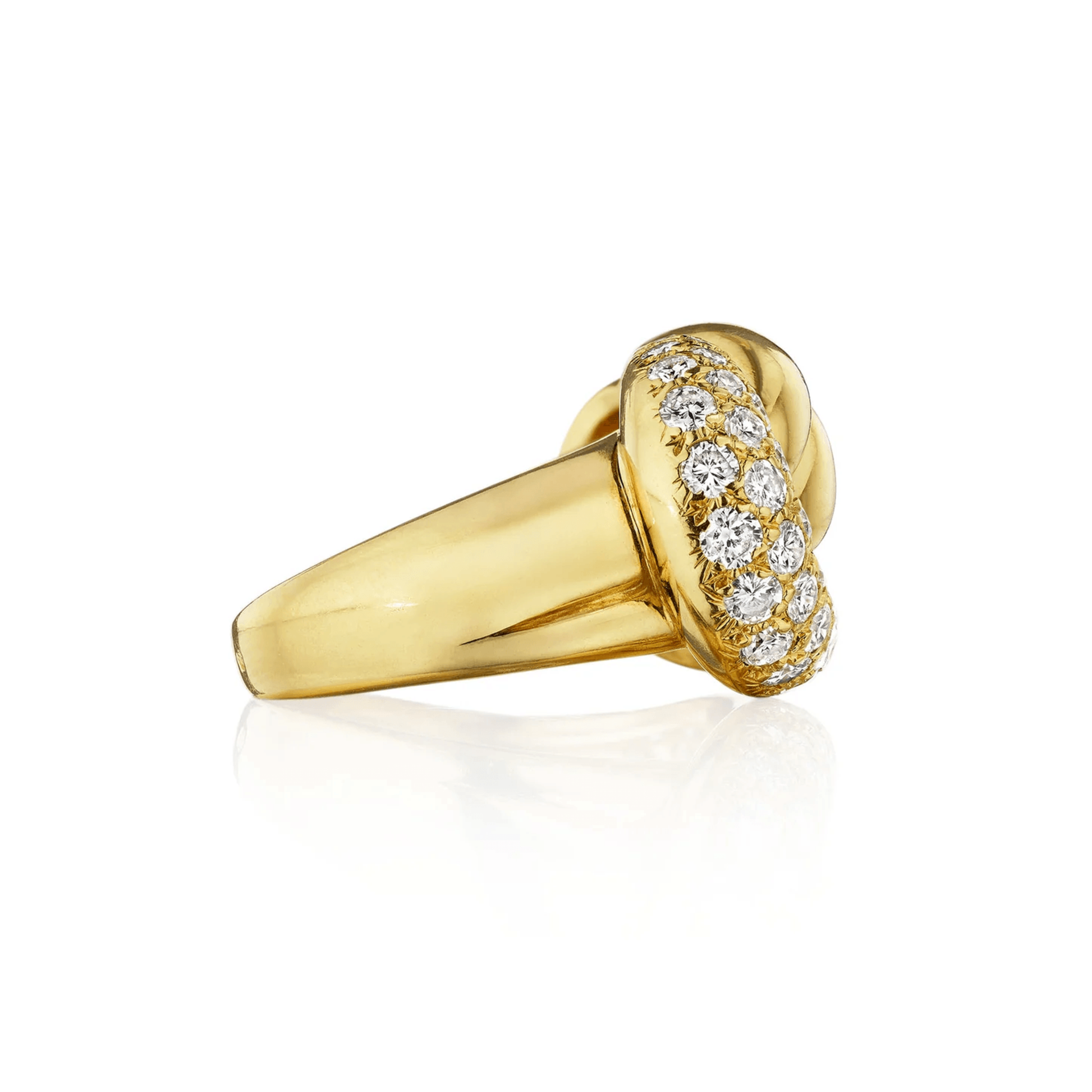 Van Cleef & Arpels Paris 1970s 18KT Yellow Gold Diamond Knot Ring side