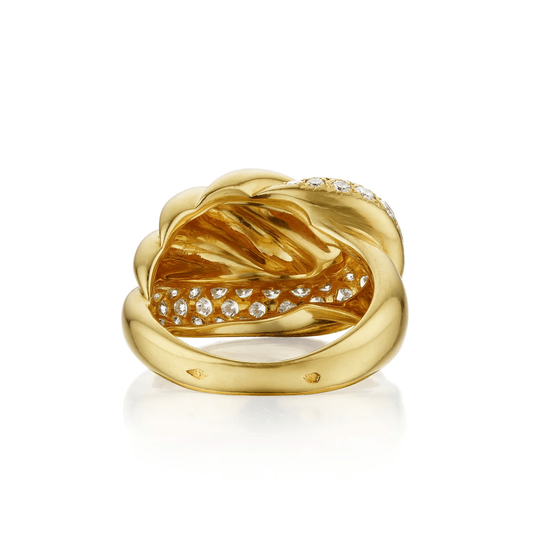 Van Cleef & Arpels Paris 1970s 18KT Yellow Gold Diamond Knot Ring back
