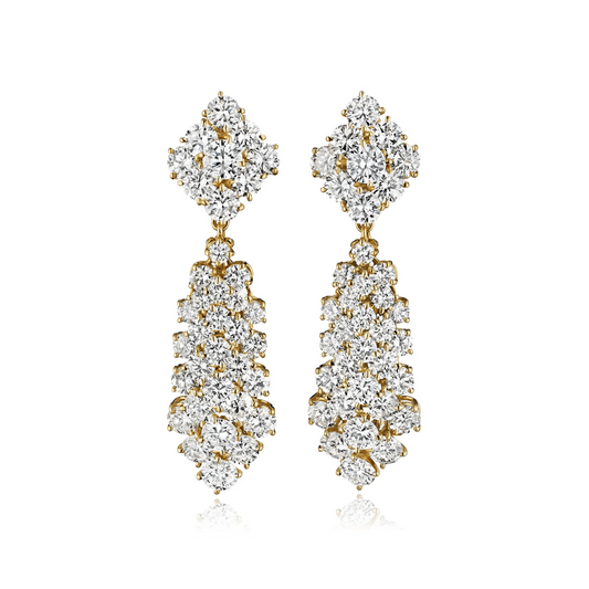 Van Cleef & Arpels N.Y. 1980s 18KT Yellow Gold Diamond À Cheval Earrings front