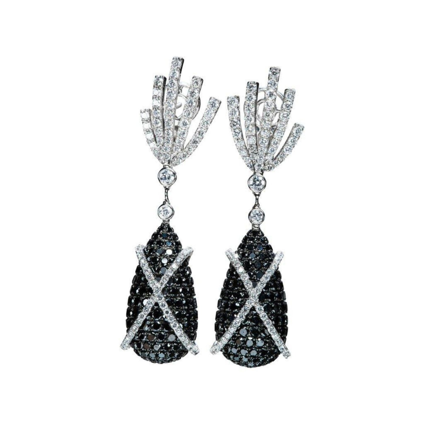 1980s 18KT White Gold Diamond Earrings front