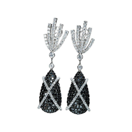 1980s 18KT White Gold Diamond Earrings front