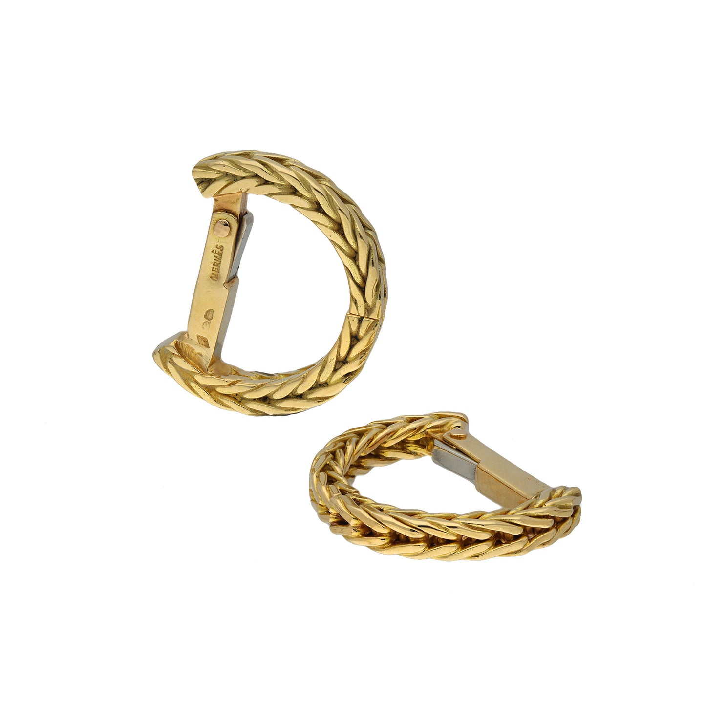 Hermes French 1960s 18KT Yellow Gold Cufflinks front