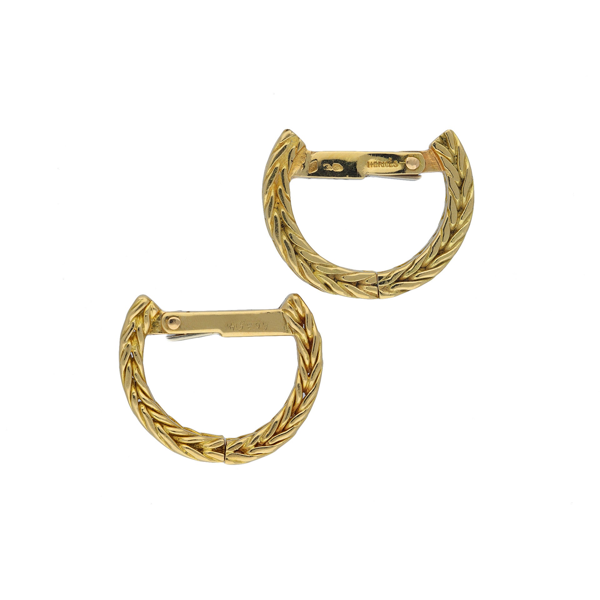 Hermes French 1960s 18KT Yellow Gold Cufflinks profile