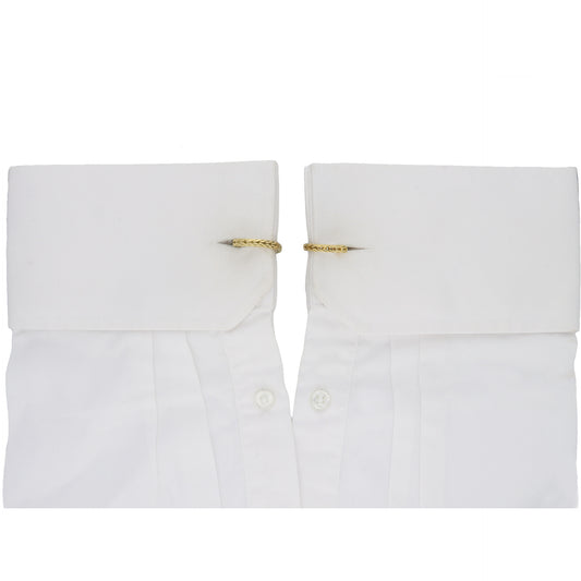 Hermes French 1960s 18KT Yellow Gold Cufflinks on cuffs