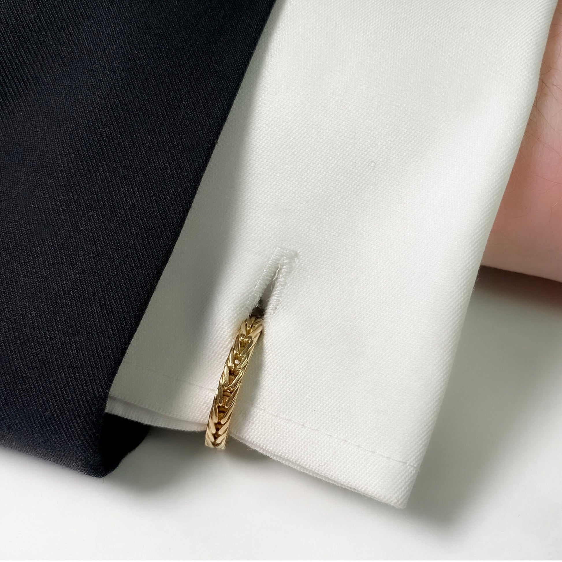 Hermes French 1960s 18KT Yellow Gold Cufflinks on cuff