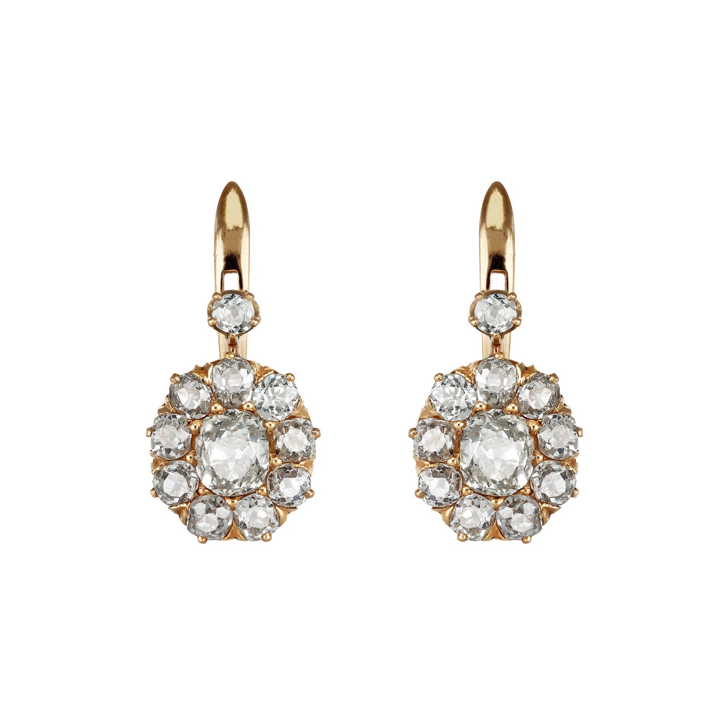 Victorian 18KT Rose Gold Diamond Earrings front