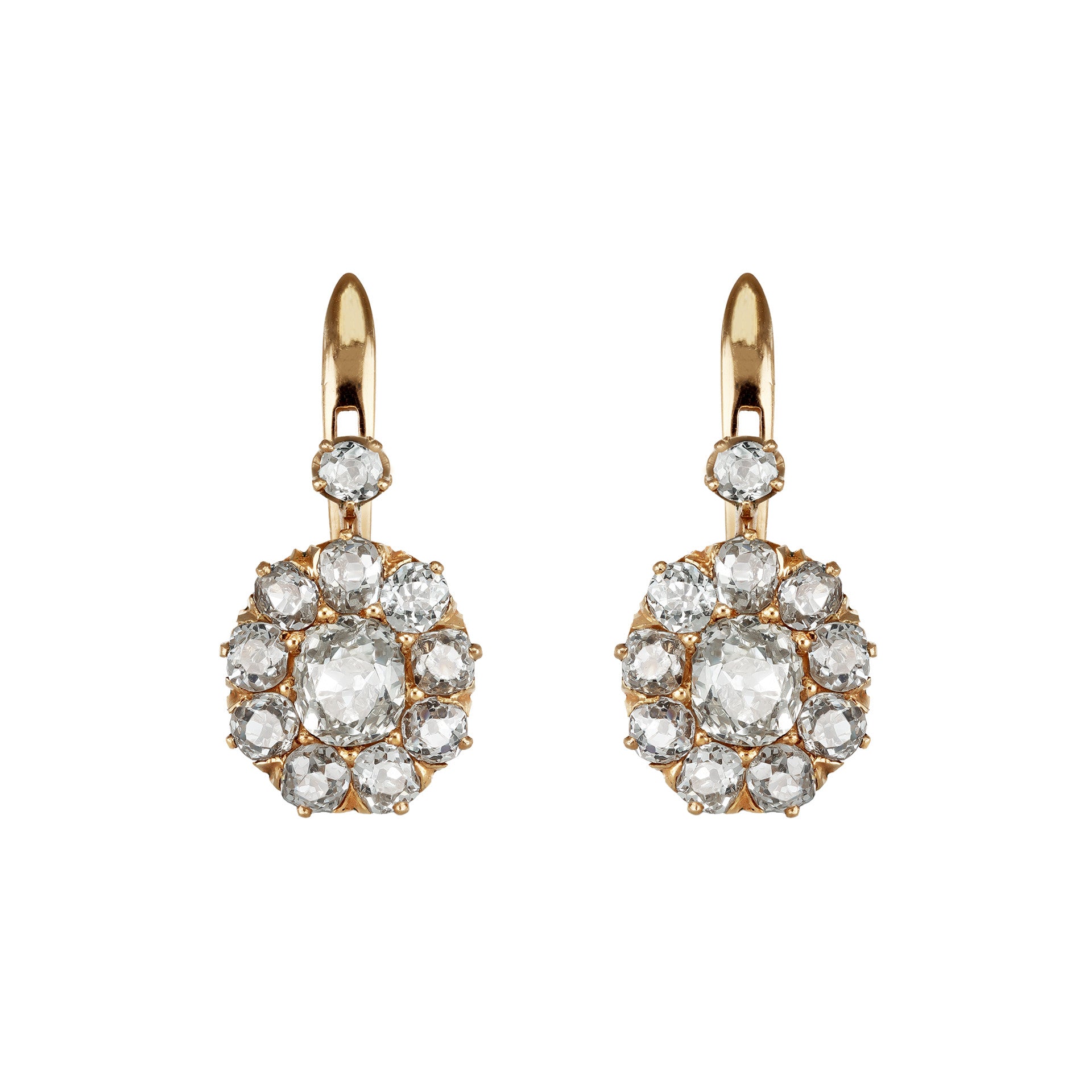 Victorian 18KT Rose Gold Diamond Earrings front