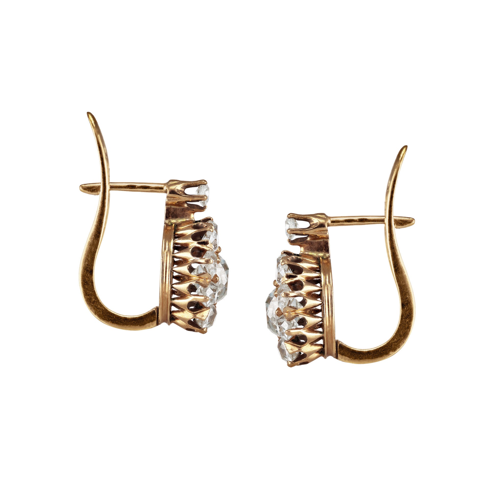 Victorian 18KT Rose Gold Diamond Earrings side