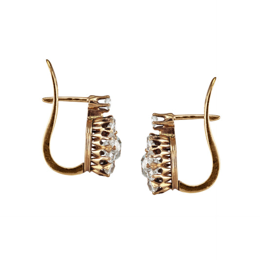Victorian 18KT Rose Gold Diamond Earrings side