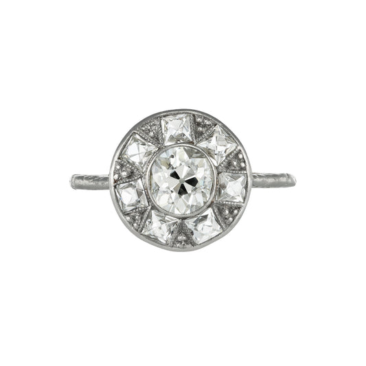 Art Deco Platinum Diamond Ring front