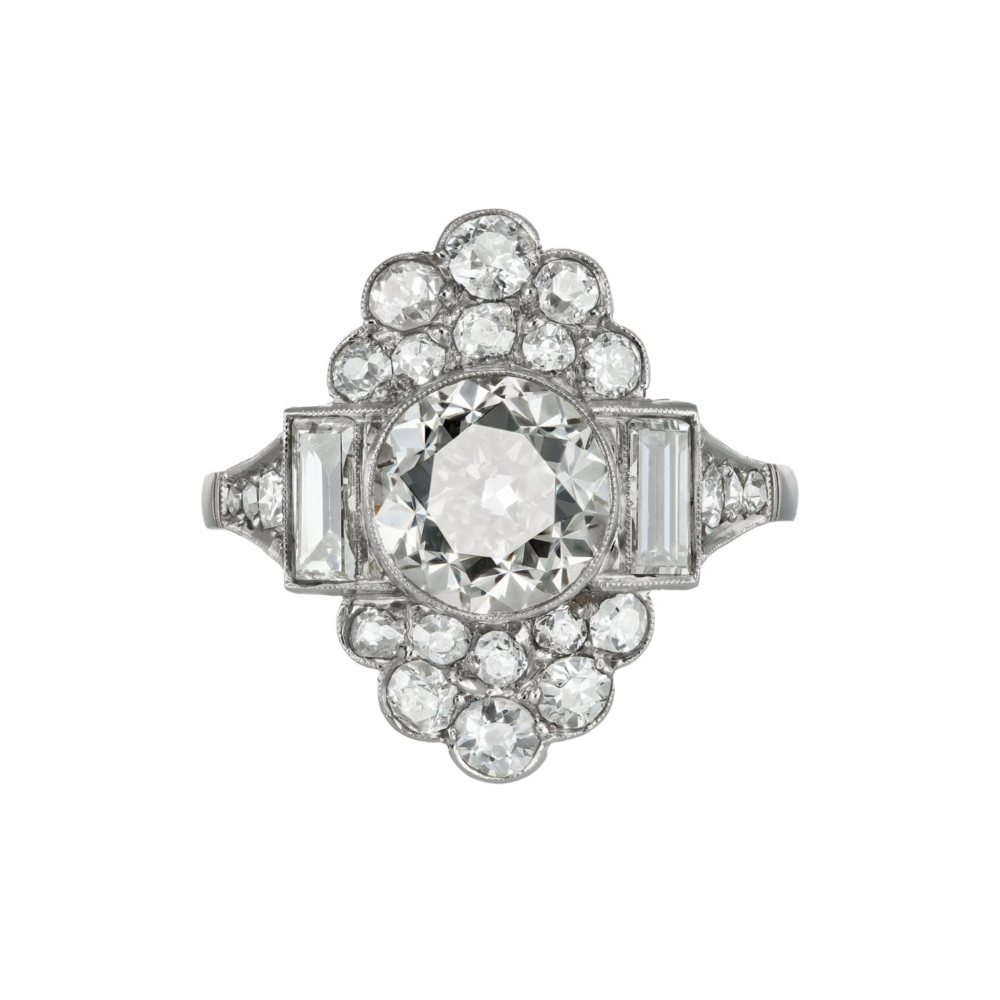 Art Deco Platinum Diamond Ring front