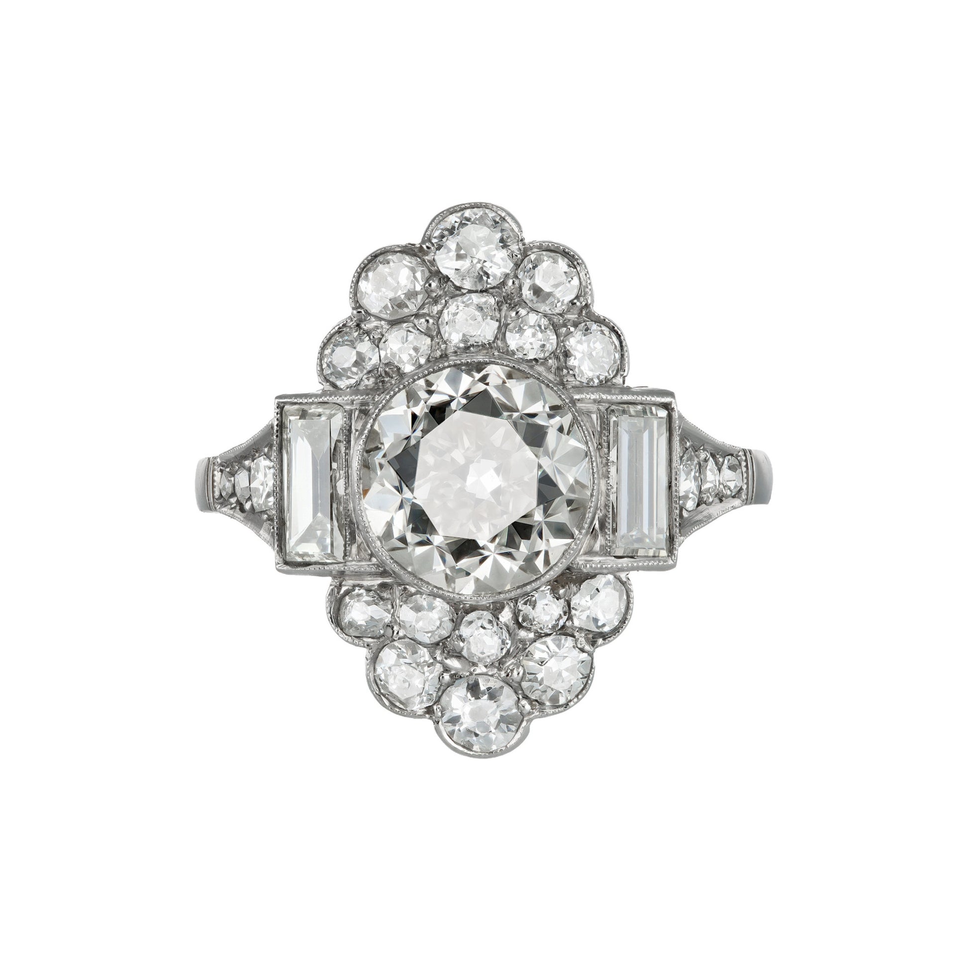 Art Deco Platinum Diamond Ring front
