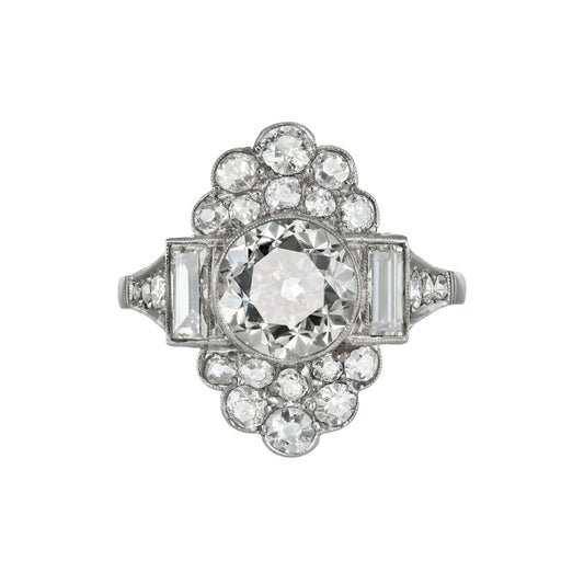 Art Deco Platinum Diamond Ring front