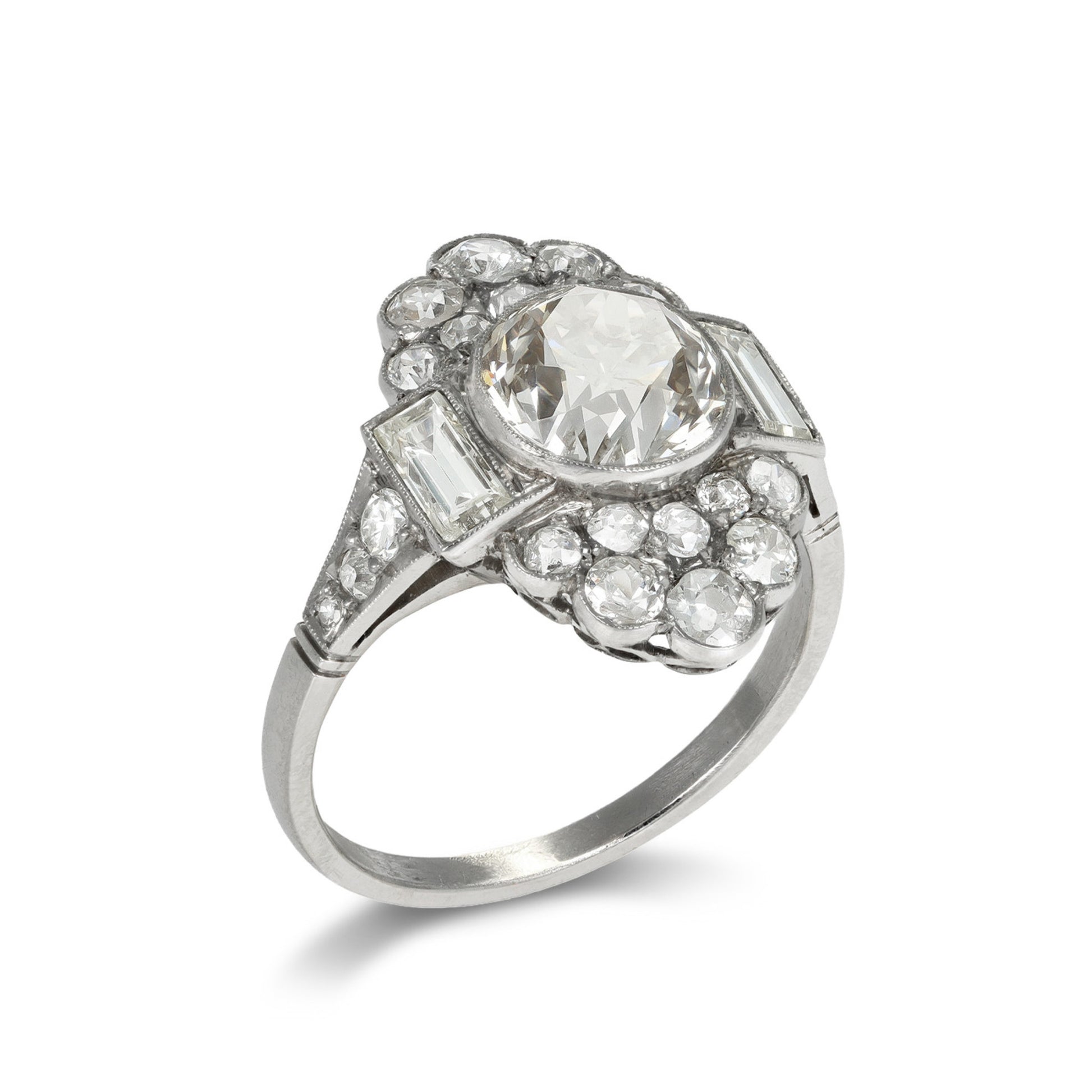 Art Deco Platinum Diamond Ring side