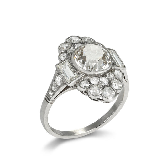 Art Deco Platinum Diamond Ring side