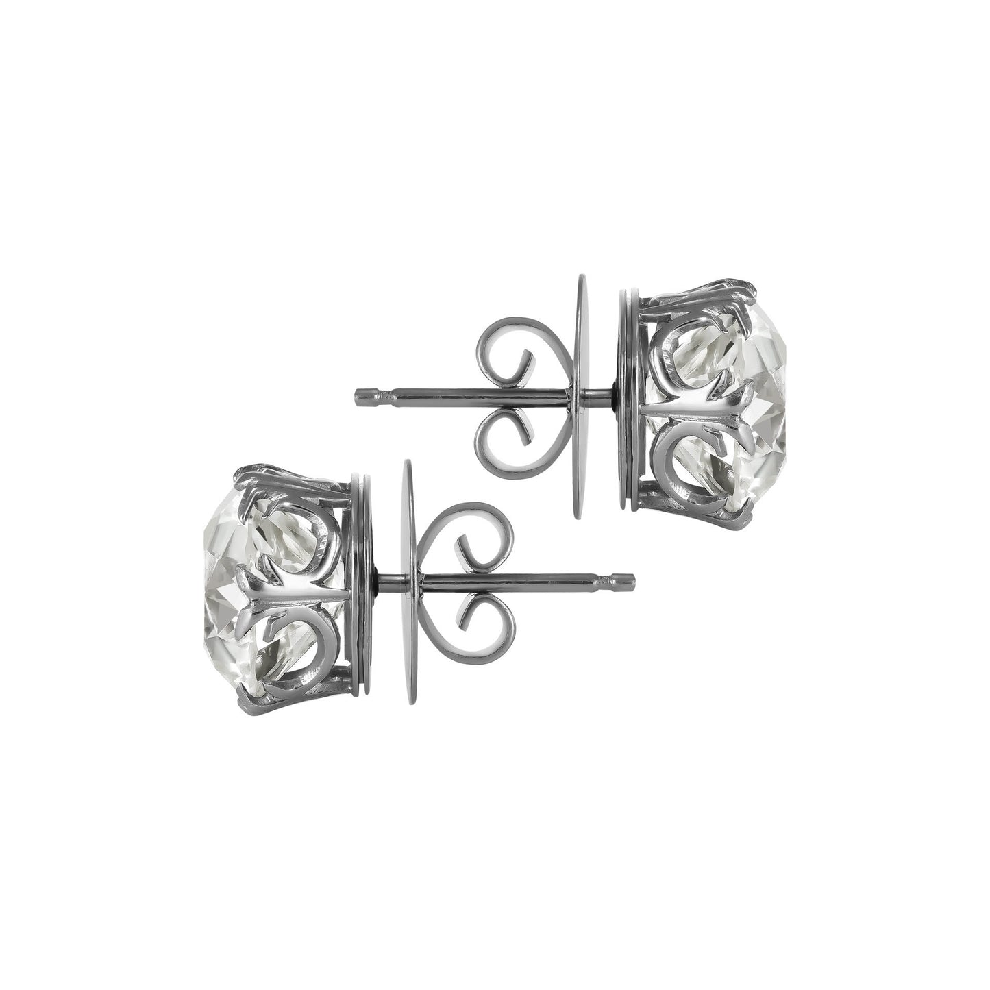 Art Deco Platinum Diamond Earrings side